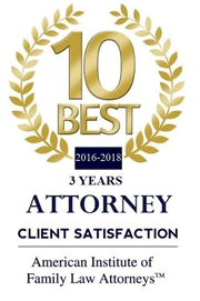 10 Best | 2016–2018 | 3 years | Attorney Client Satisfaction | American Institute of Family Law Attorneys